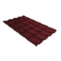 Металлочерепица камея 0,5 Satin Matt RAL 3005 красное вино
